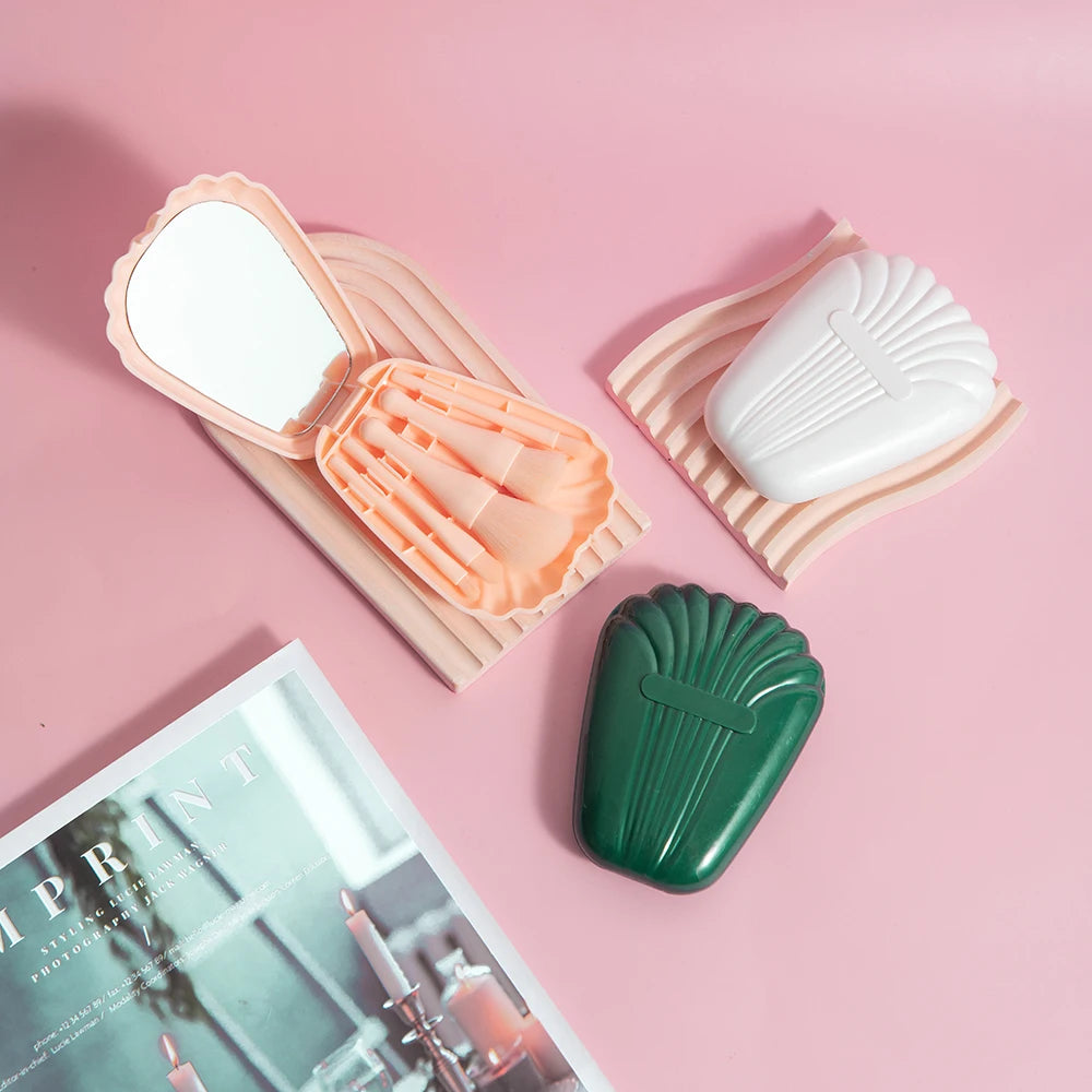 5PCS Makeup Brush Makeup Set Foundation Make-Up Brush Eye Shadow Brush Makeup Brush Set Travel Portable With Mirror Beauty Tool