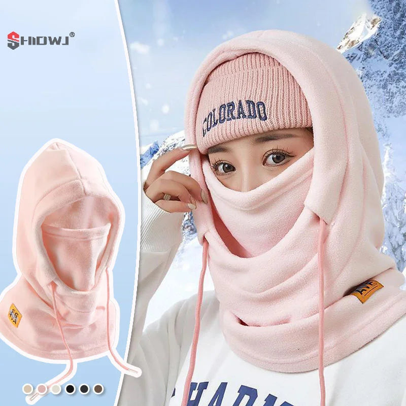 1Pcs Winter Warm Hat Beanies W/ Mask Neck Warmer 4-in-1 Windproof Balaclava For Men Women Cycling Cold Weather Protection Cap