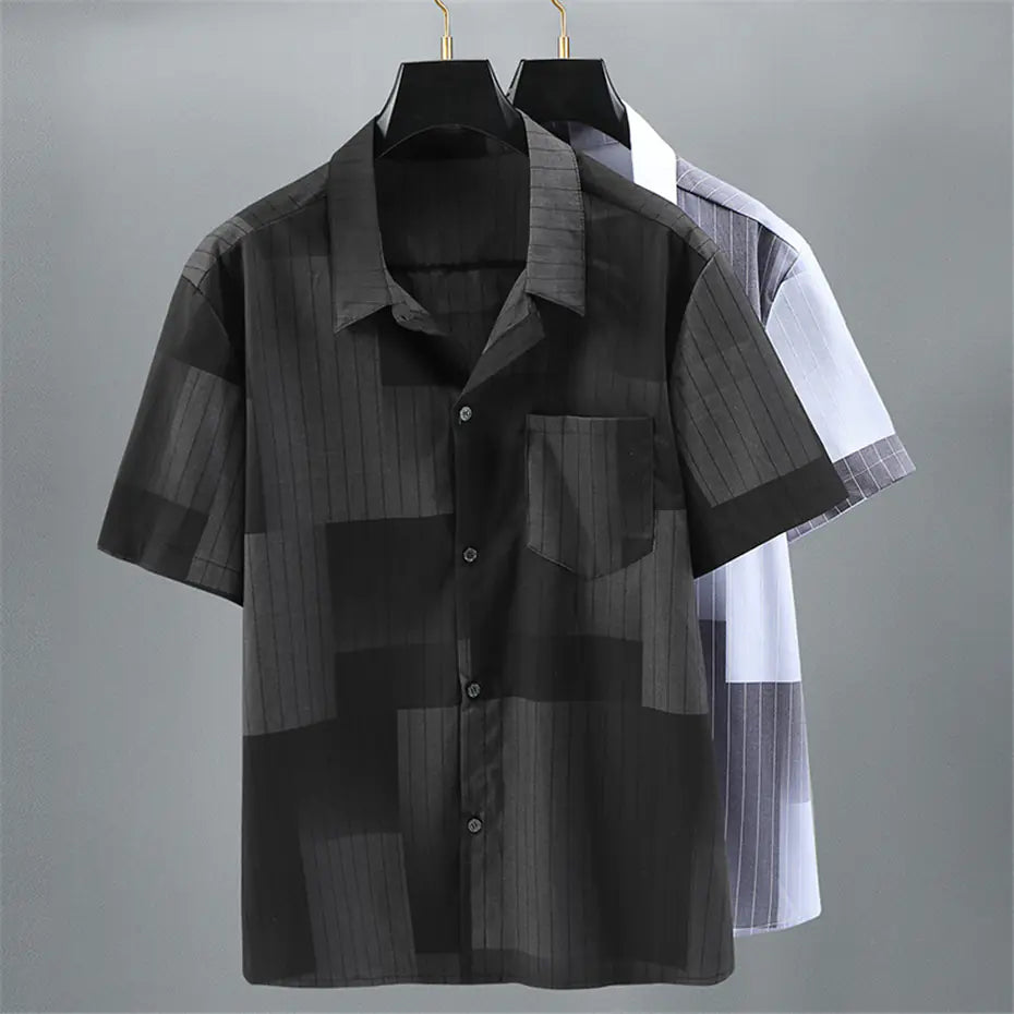 Trendy Plus Size Men's Short-Sleeved Shirt for Summer