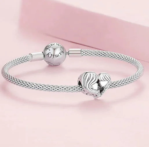 Pandora-Style Mother and Daughter 925 Silver Bracelet (Set)