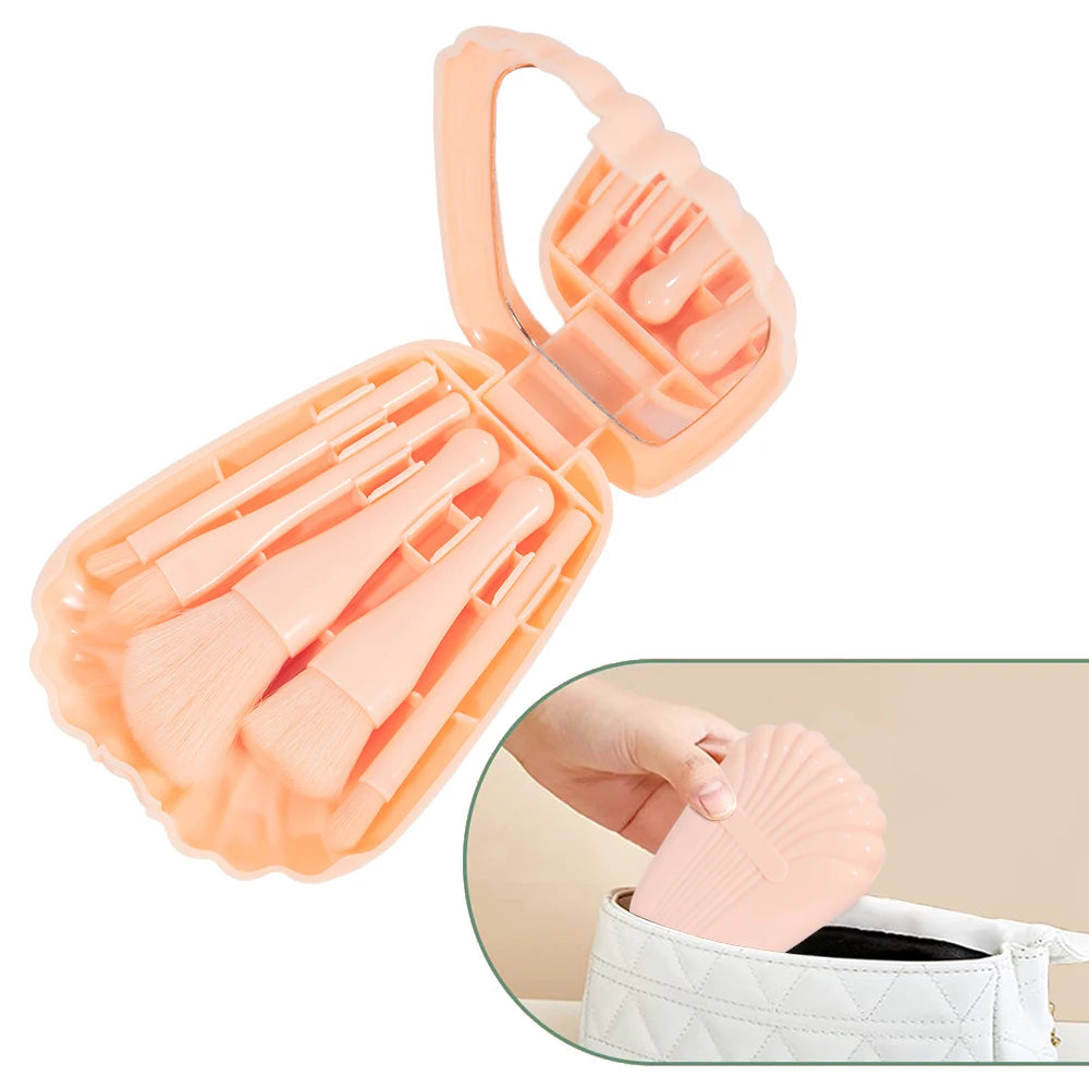 5PCS Makeup Brush Makeup Set Foundation Make-Up Brush Eye Shadow Brush Makeup Brush Set Travel Portable With Mirror Beauty Tool