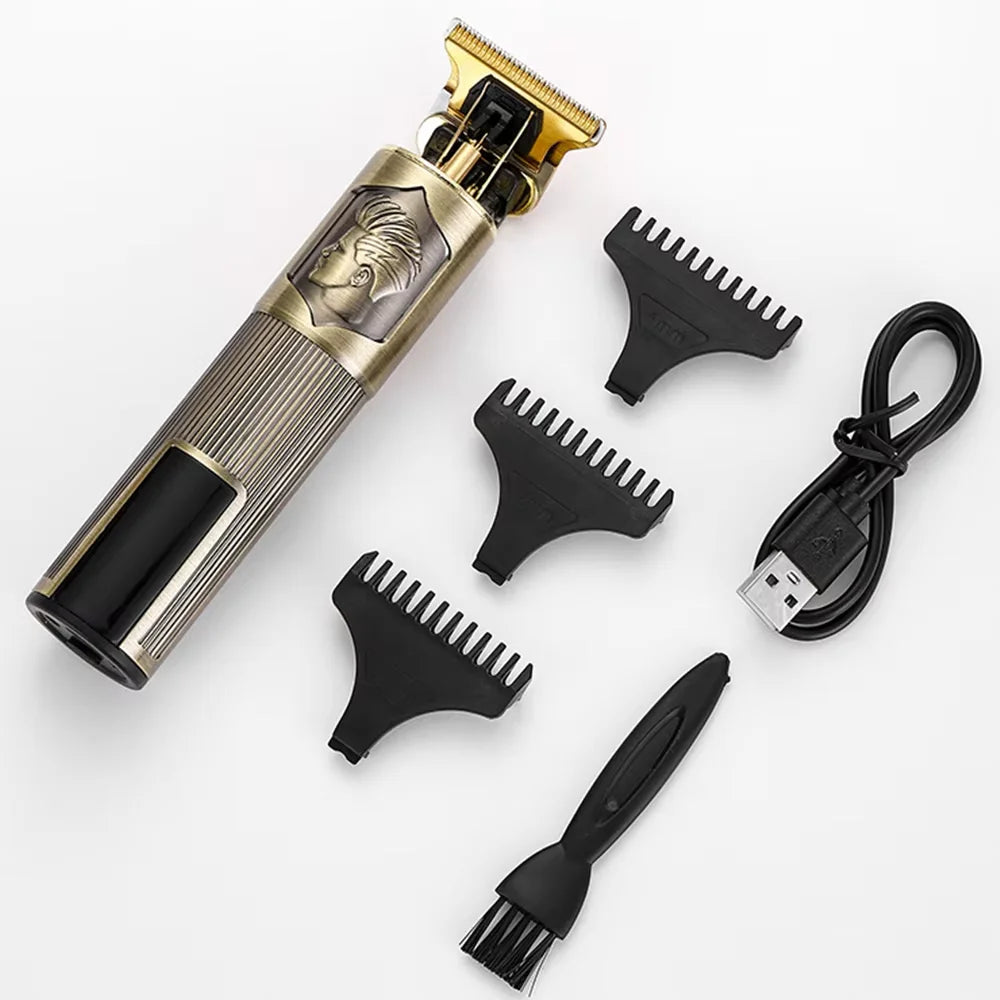 2025 New Vintage Electric Hair Trimmer for Men - Portable USB Fast Charging Precision Cutting Hairdressing Clipper Grooming Kit