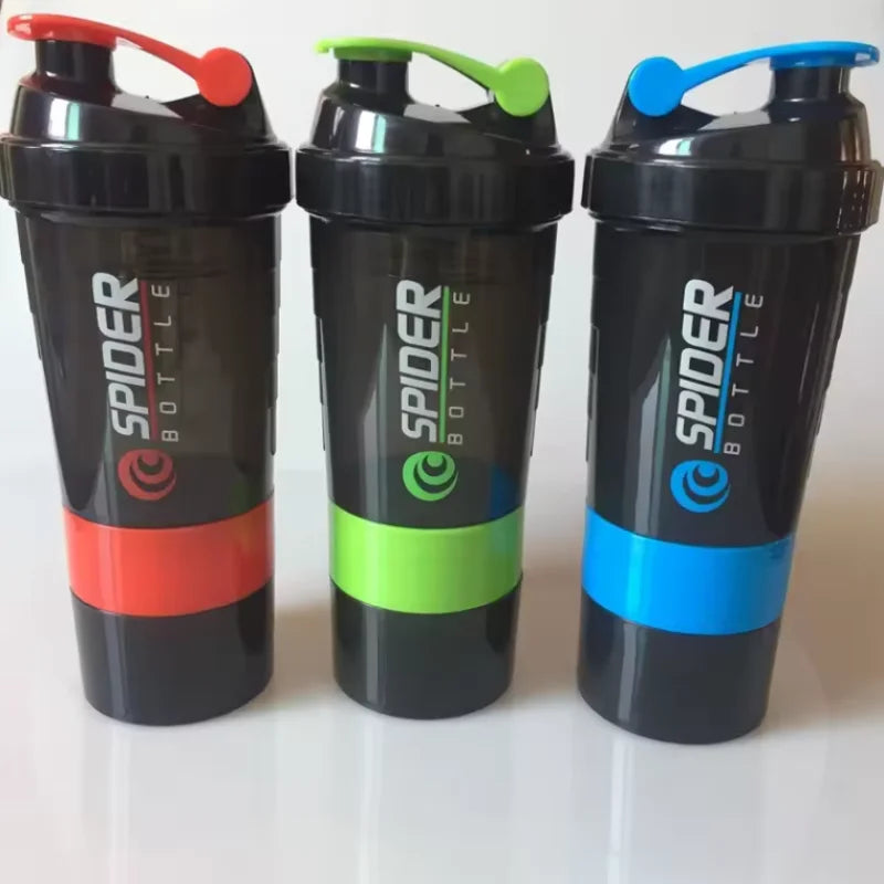 500ML Shaker Cups Portable Protein Powder Shaker Water Bottles Outdoor Sports Milkshake Kettle Gym Fitness Mixing Shake Cup