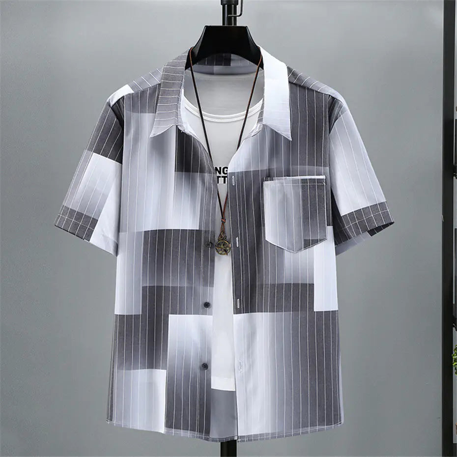 Trendy Plus Size Men's Short-Sleeved Shirt for Summer