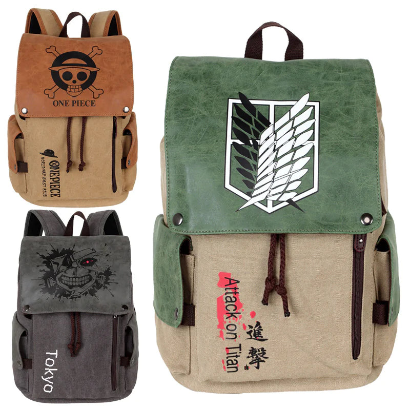 Anime Canvas Backpack - Attack on Titan, Tokyo Revengers, One Piece