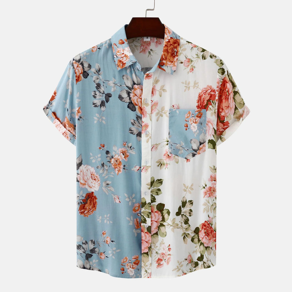 Men's Floral Short-Sleeved Hawaiian Beach Shirt