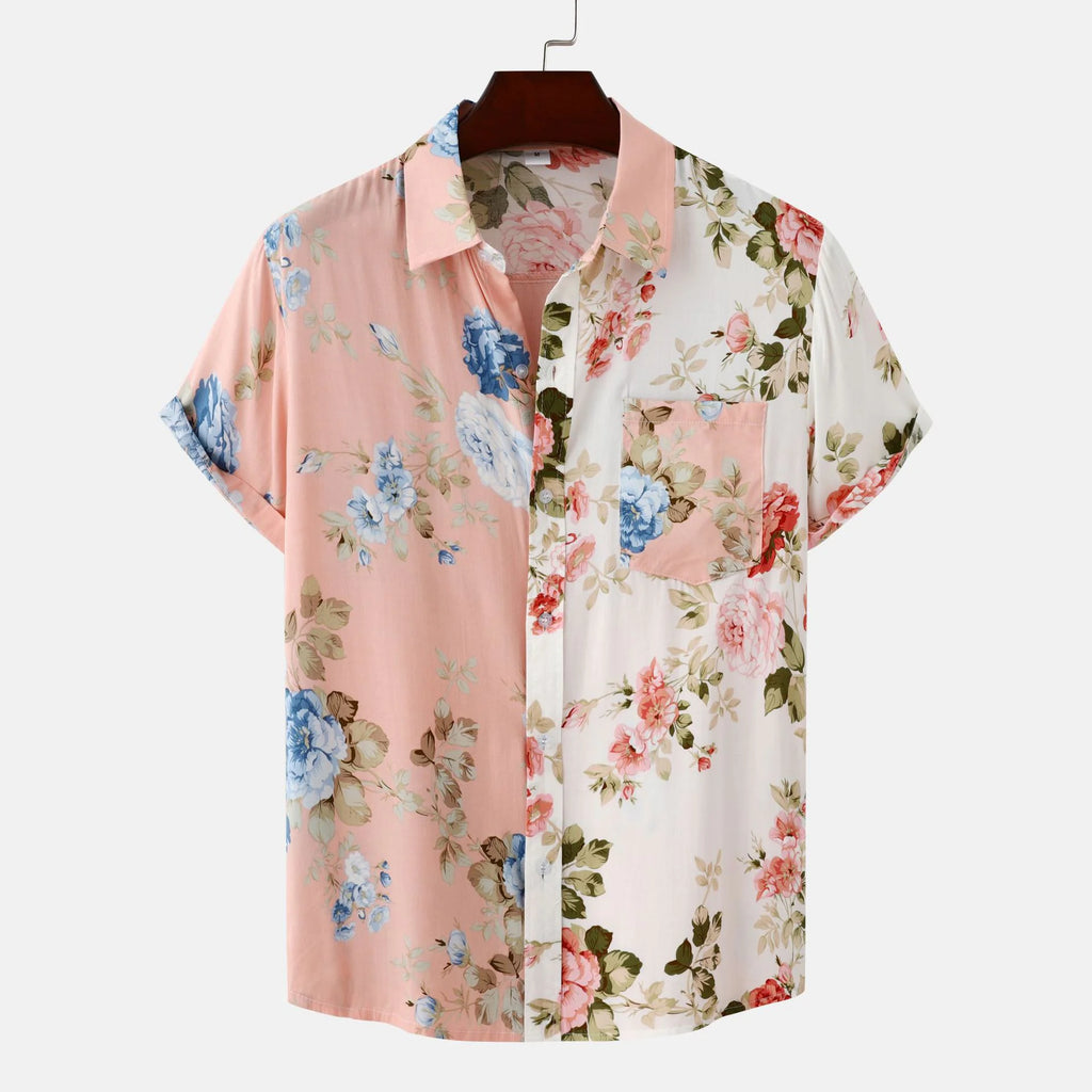 Men's Floral Short-Sleeved Hawaiian Beach Shirt