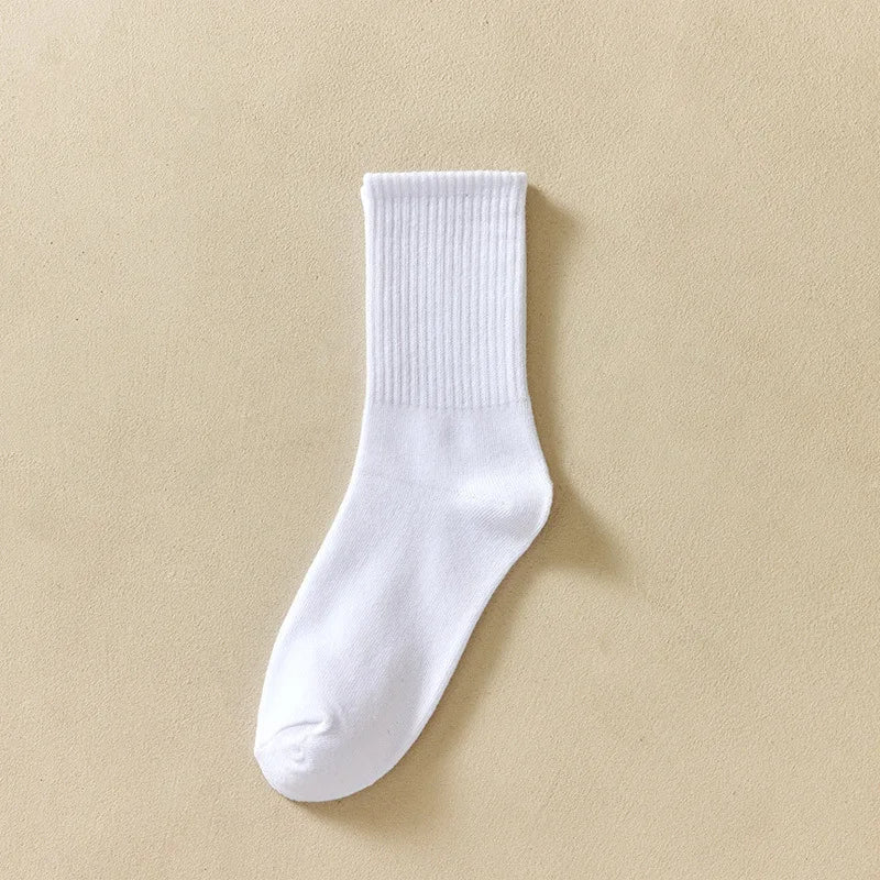 3/6 Pairs Women Sports Solid Socks Soft Comfortable Ventilate Versatile Mid Calf Socks Casual Stripe Splice Female Street Socks