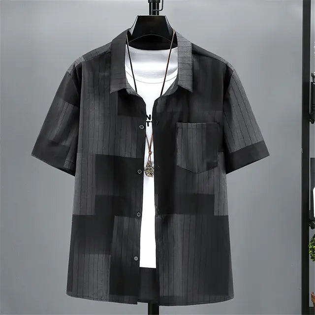 Trendy Plus Size Men's Short-Sleeved Shirt for Summer