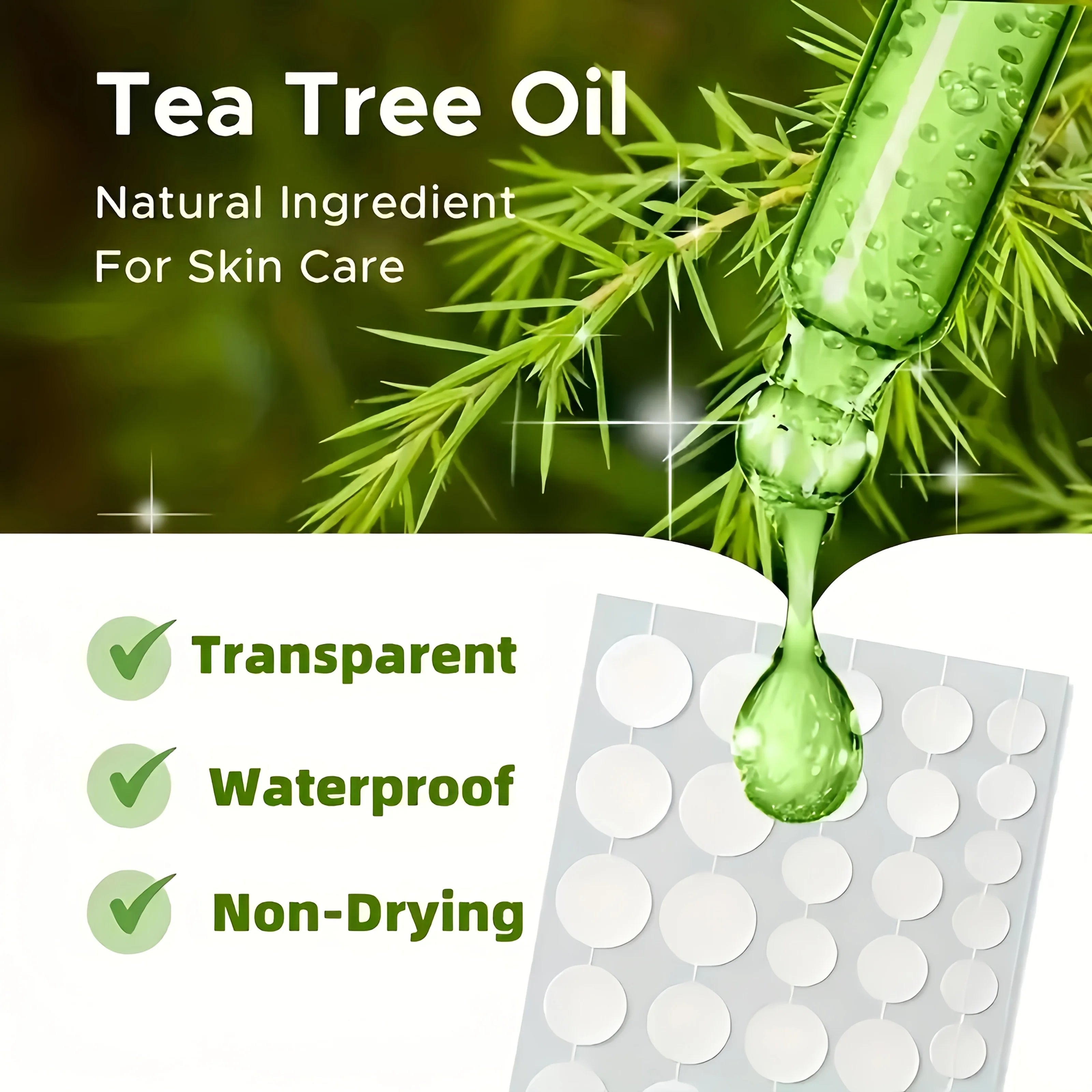 200/400/800-count packs of invisible acne patches. Covers pimples and blemishes. Gentle and non-irritating.