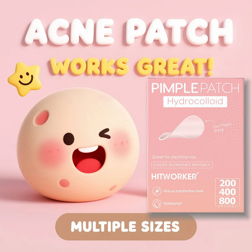 200/400/800-count packs of invisible acne patches. Covers pimples and blemishes. Gentle and non-irritating.