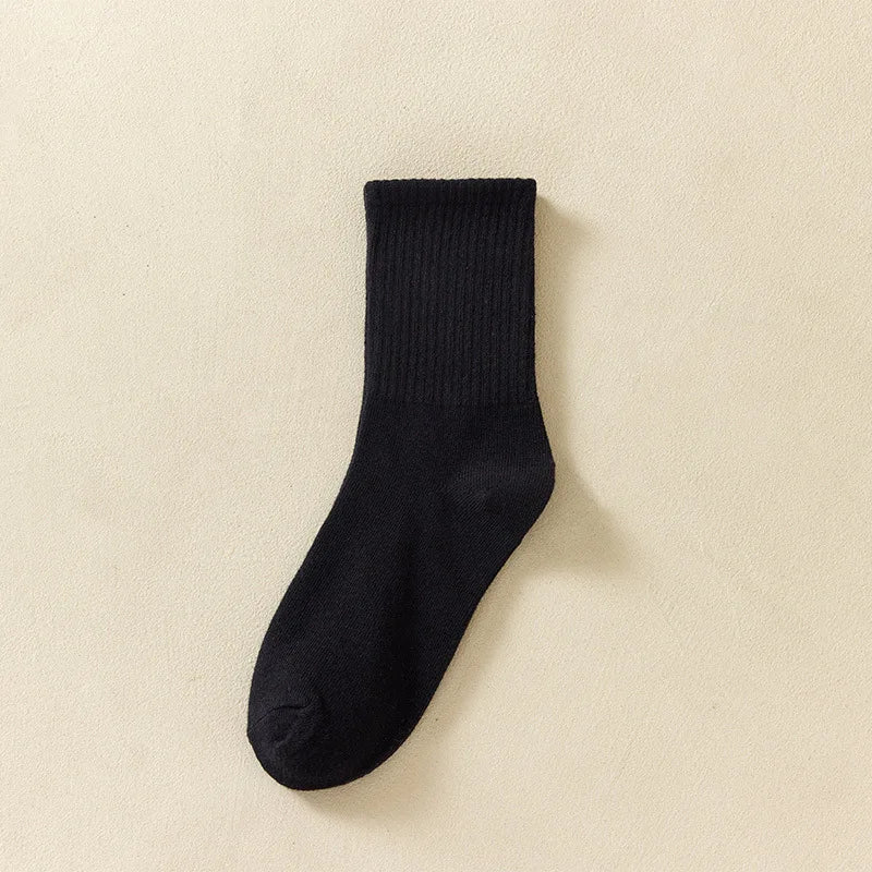 3/6 Pairs Women Sports Solid Socks Soft Comfortable Ventilate Versatile Mid Calf Socks Casual Stripe Splice Female Street Socks